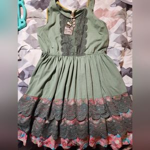 Matilda jane olive green tank dress with pockets XL